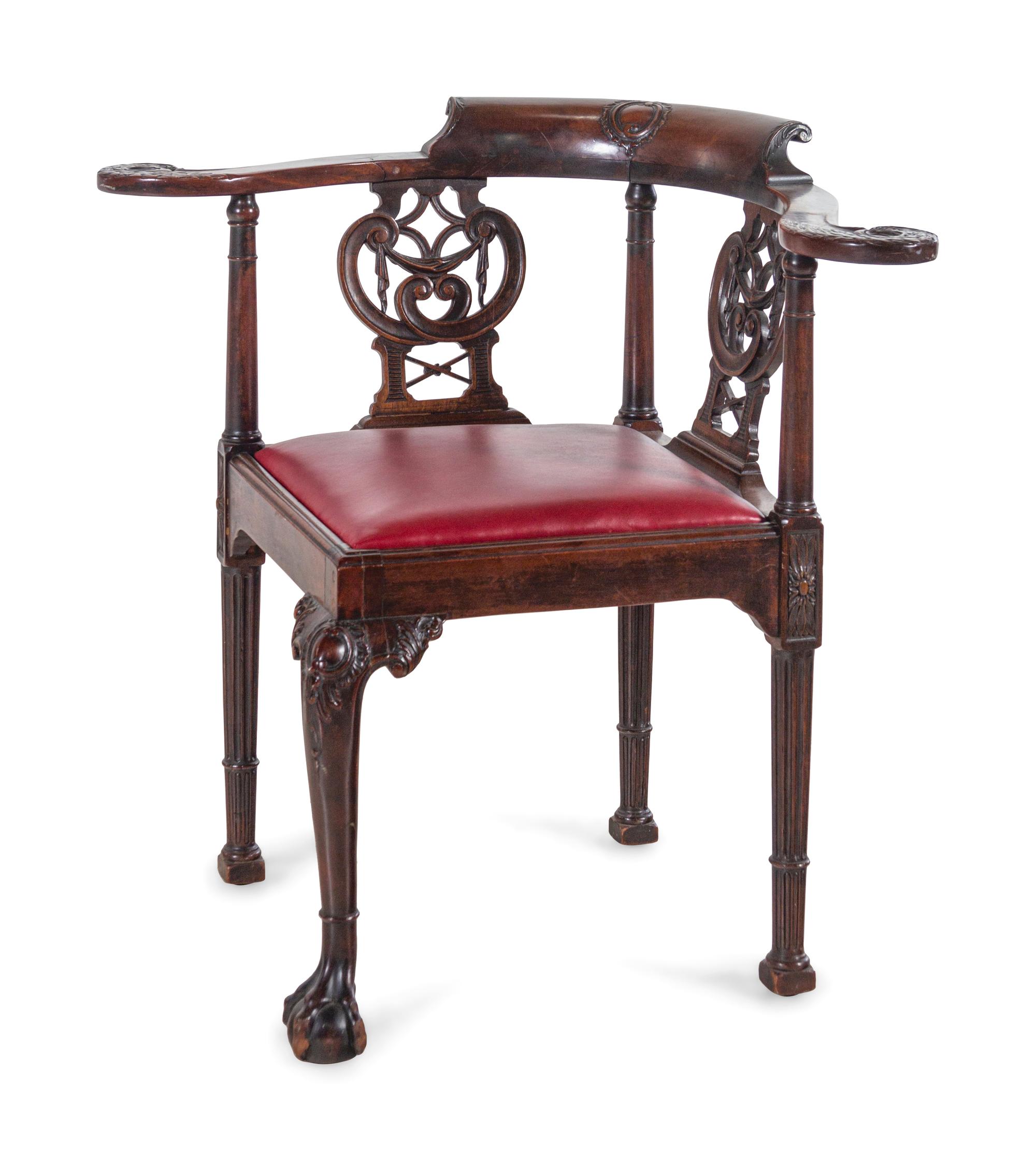 A George III Style Mahogany Corner Chair