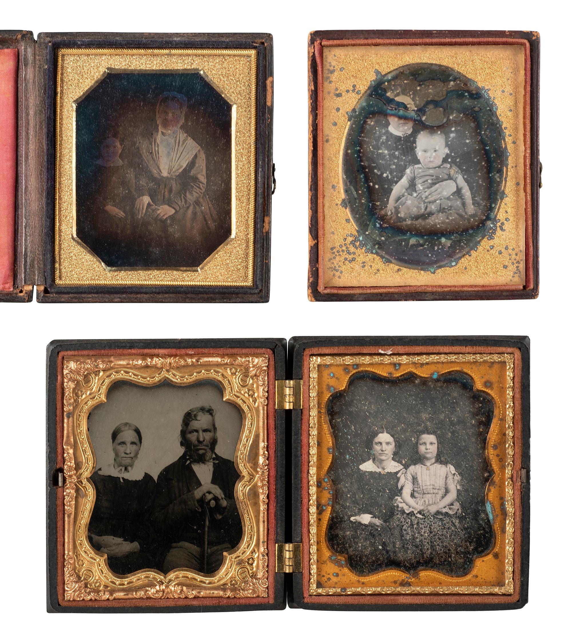 [EARLY PHOTOGRAPHY]. 18 sixth plate daguerreotypes featuring parents with children.