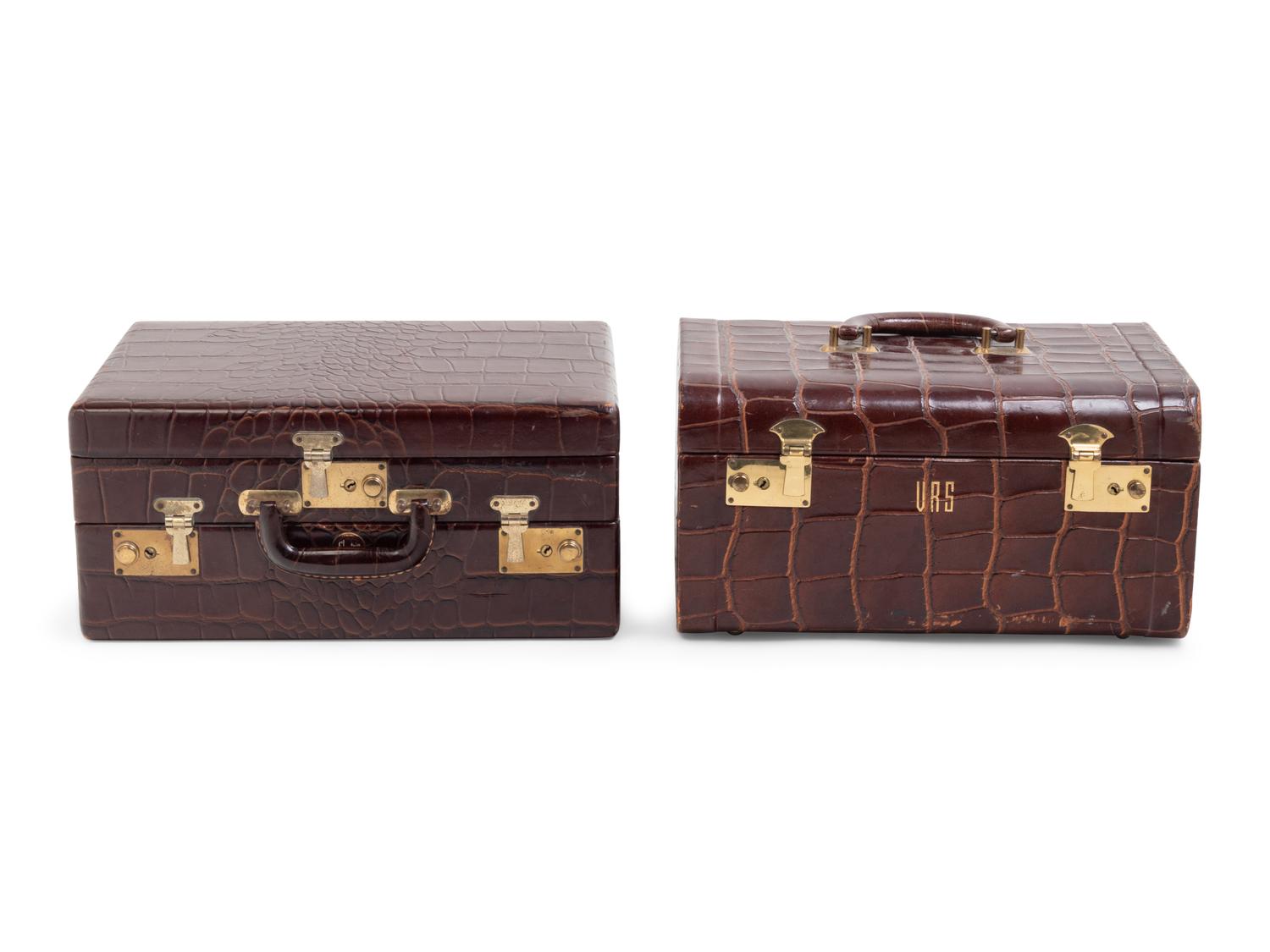 Two Leather Veneered Valises
