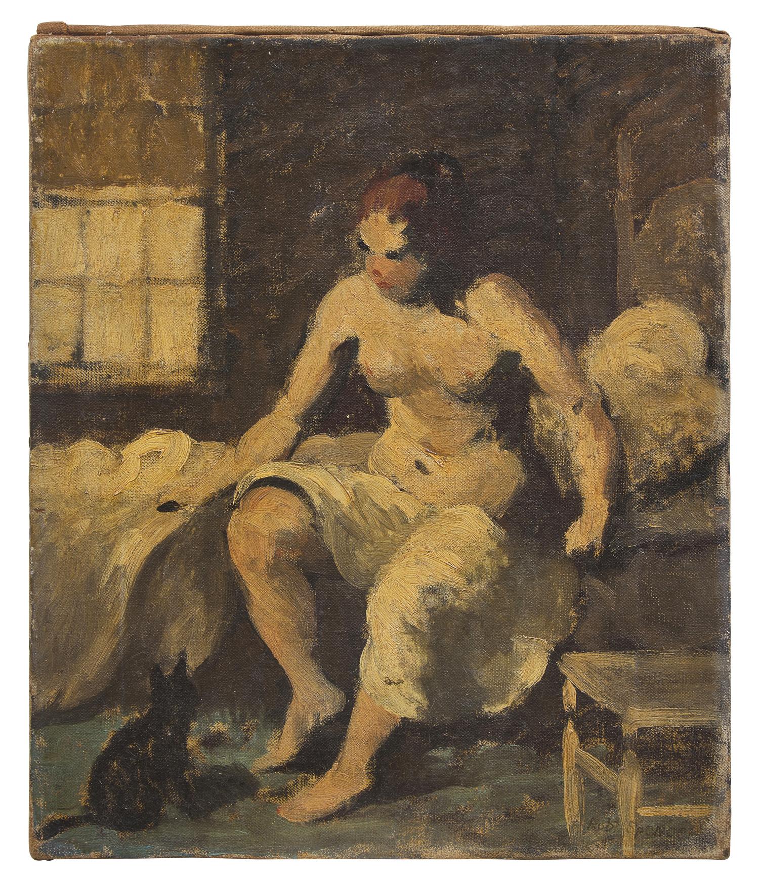 Nude Woman and Cat