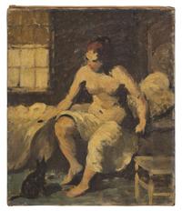 Nude Woman and Cat