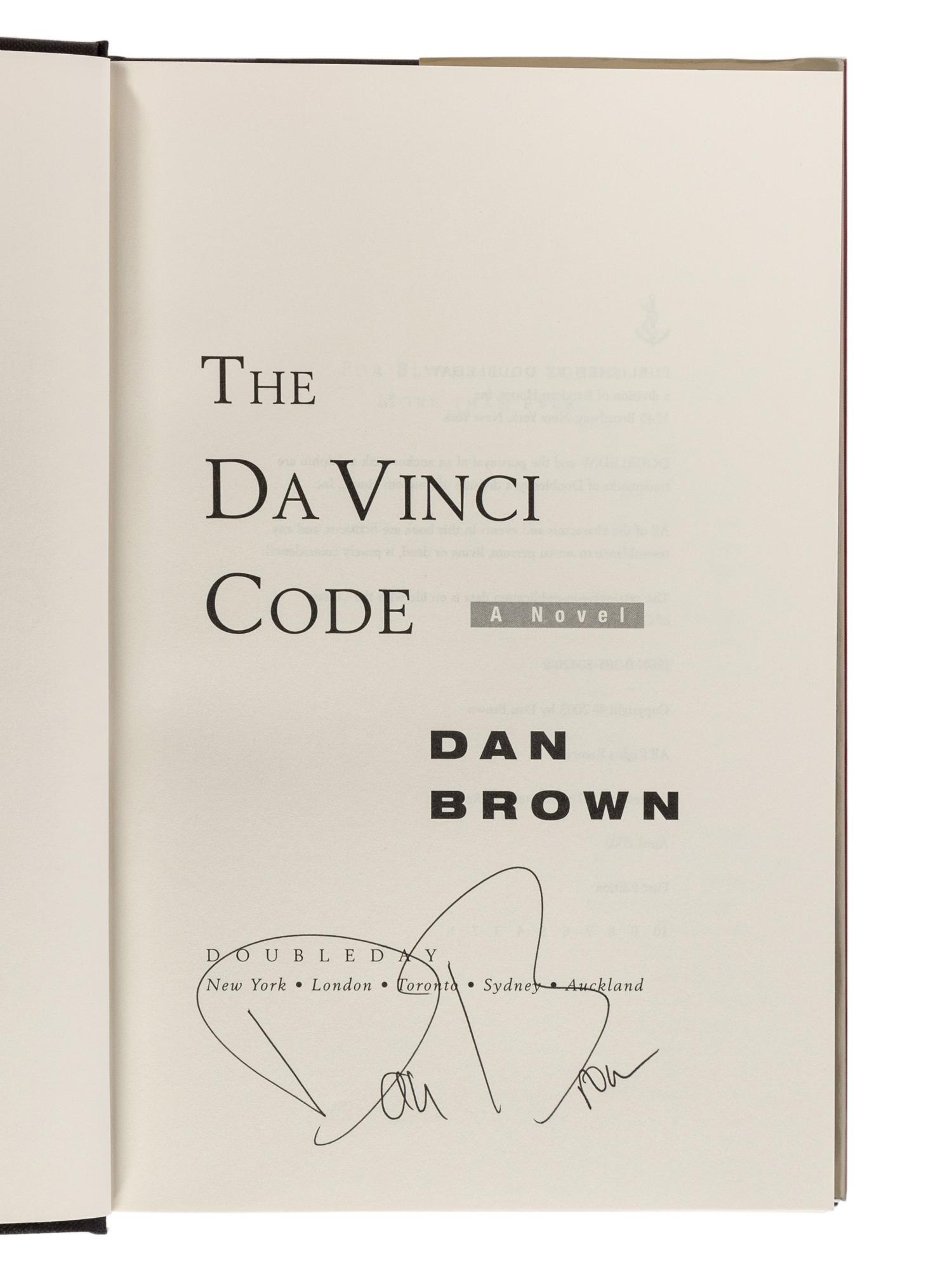 BROWN, Dan (b. 1964). The Da Vinci Code. New York: Doubleday, 2003.