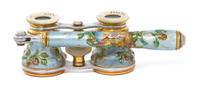 A Pair of French Enameled Opera Glasses, Width 4 1/8 inches.