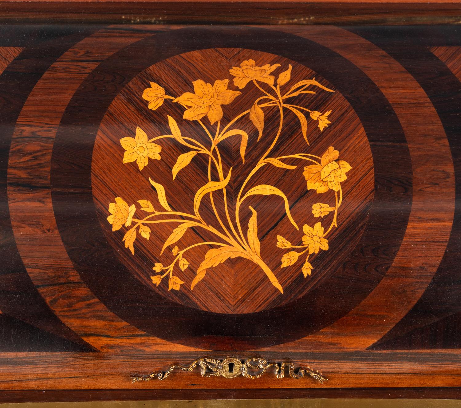A Louis XV Style Gilt Bronze Mounted Marquetry Bureau à Cylindre