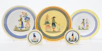 A Collection of Quimper Pottery Articles Largest bowl diameter 9 3/8 inches.