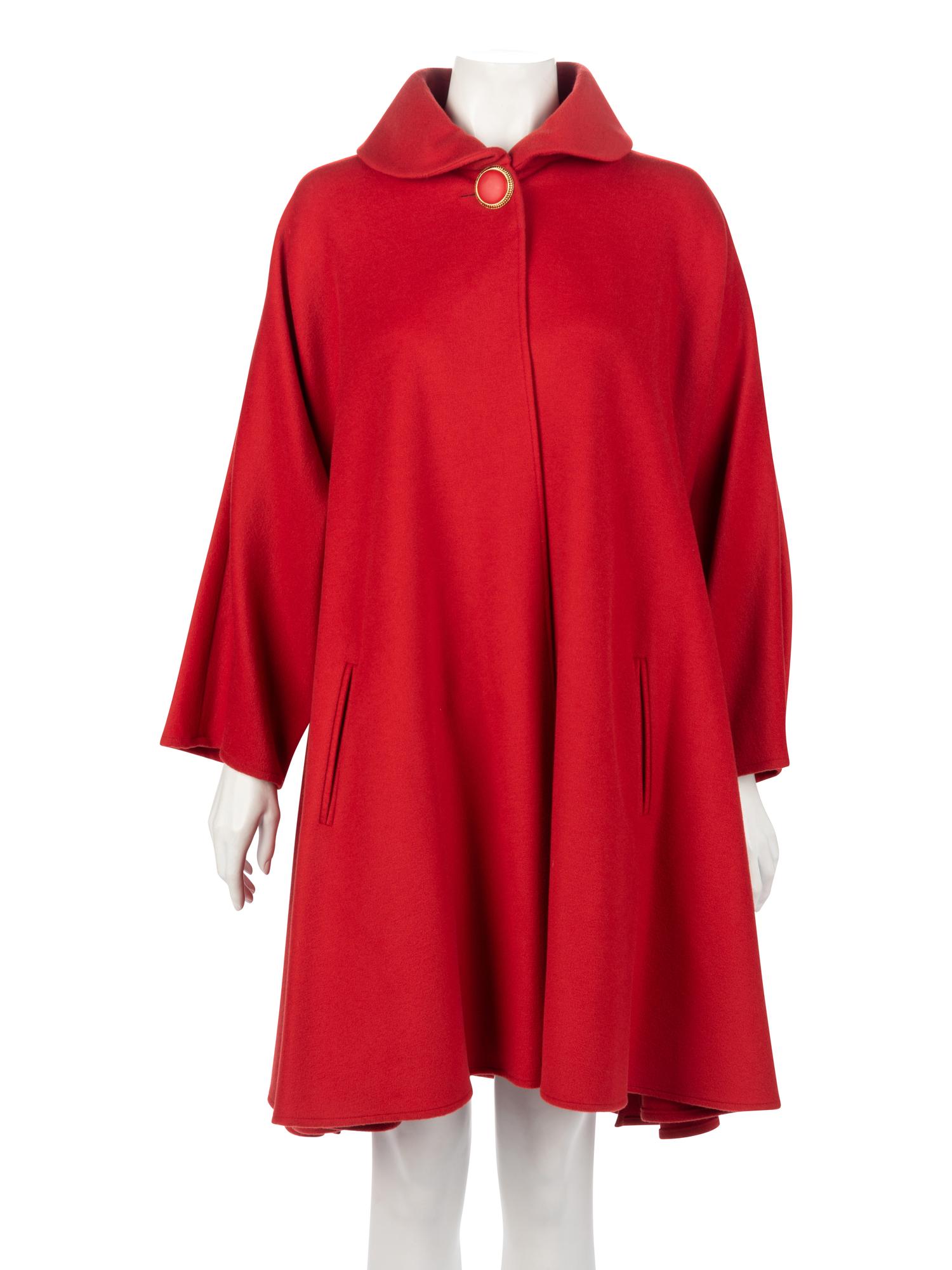 Karl Lagerfeld Red Wool Coat, 1980-90s