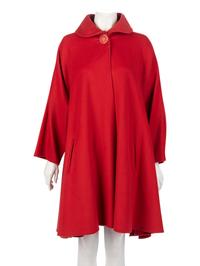 Karl Lagerfeld Red Wool Coat, 1980-90s