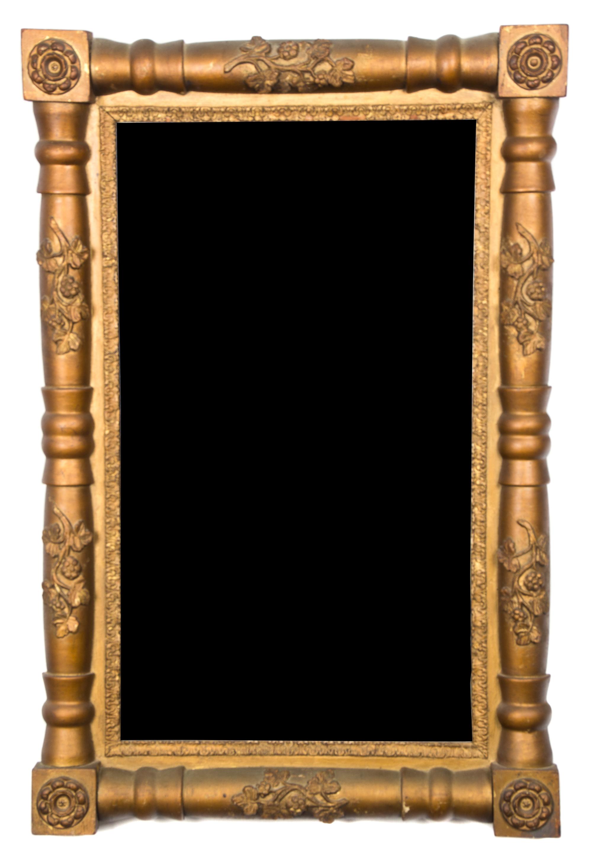 An American Empire Giltwood Mirror Height 32 3/4 x width 15 1/2 inches. — 19TH CENTURY