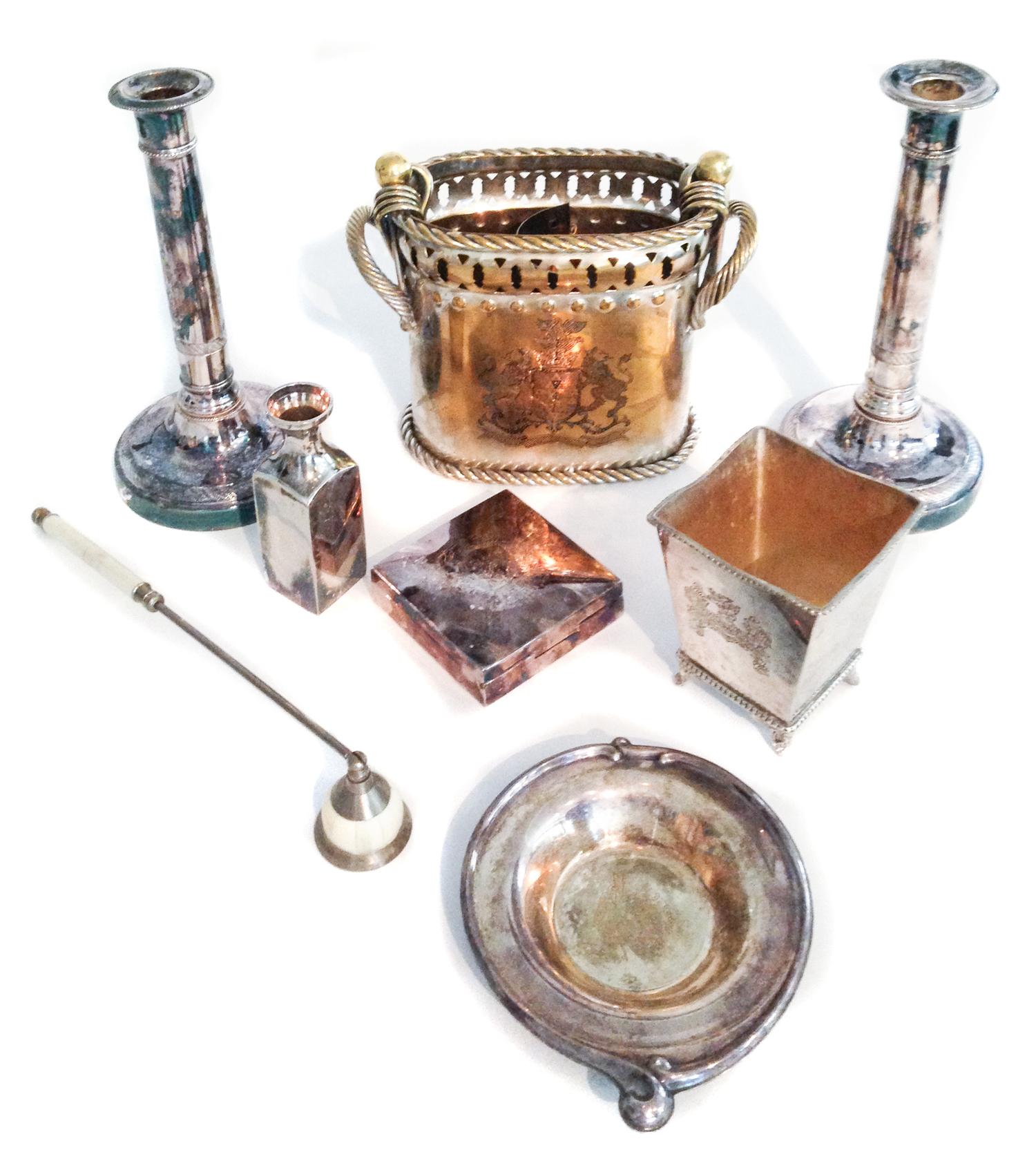 A Miscellaneous Group of Silver Plate Height 10 1/4 inches.