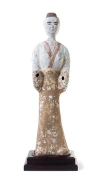 A Painted Pottery Figure of an Attendant — HAN DYNASTY