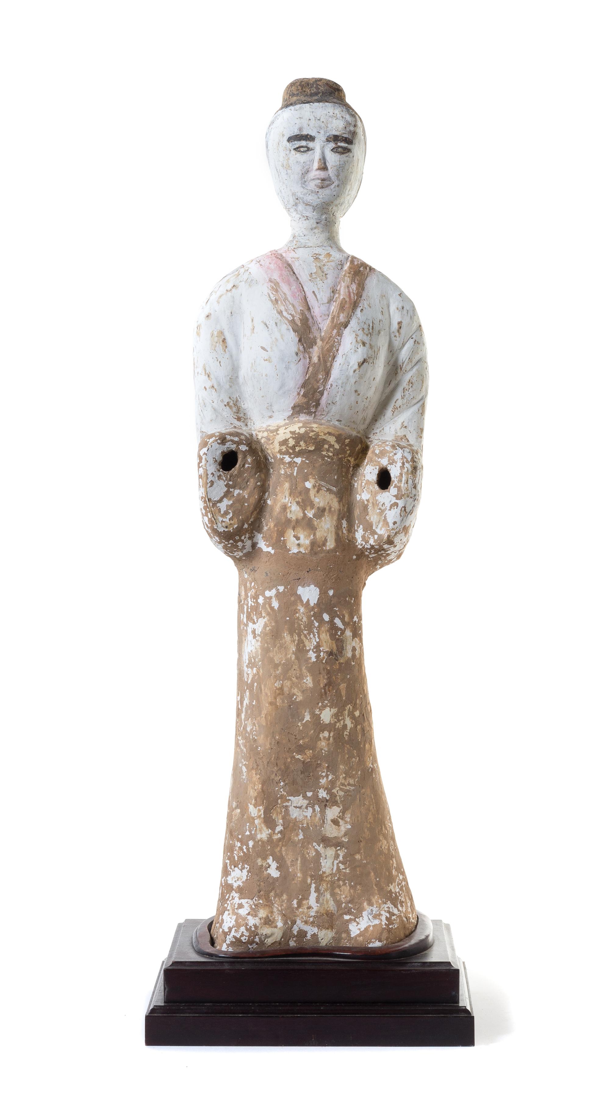 A Painted Pottery Figure of an Attendant — HAN DYNASTY