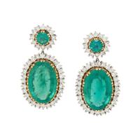 EMERALD AND DIAMOND PENDANT EARRINGS