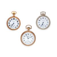 Three Hamilton Gold-Filled Open Face Pocket Watches