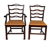Six George III Style Mahogany Ladder-Back Dining Chairs