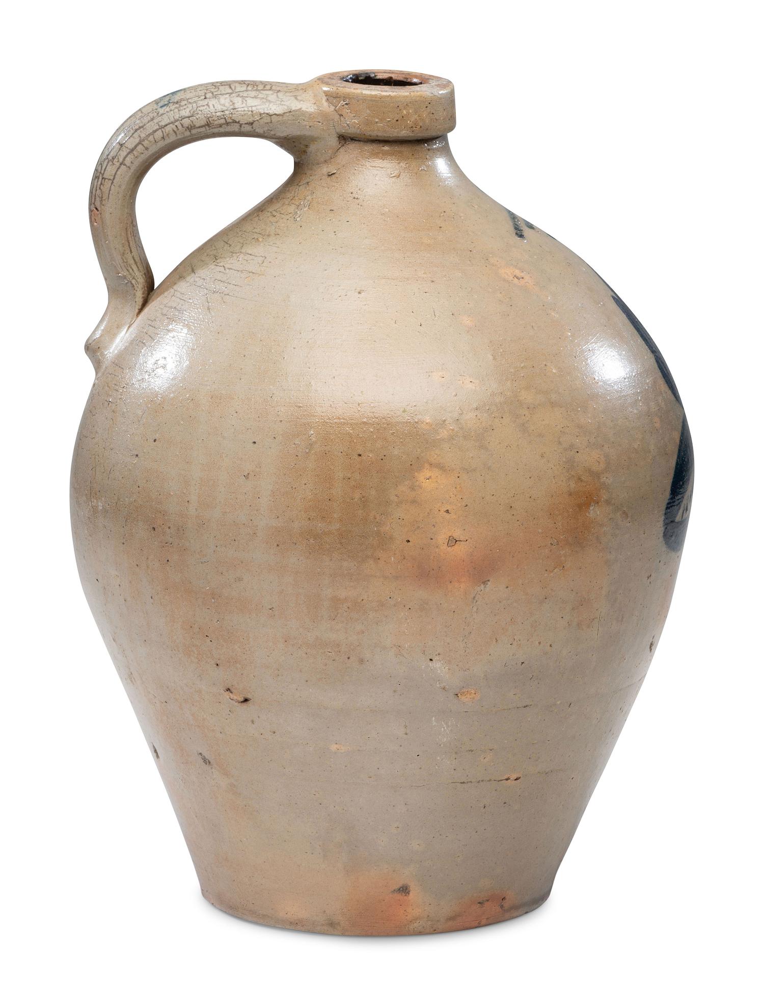A Rare Thurston and Clemmer Three-Gallon Cobalt Decorated Stoneware Jug