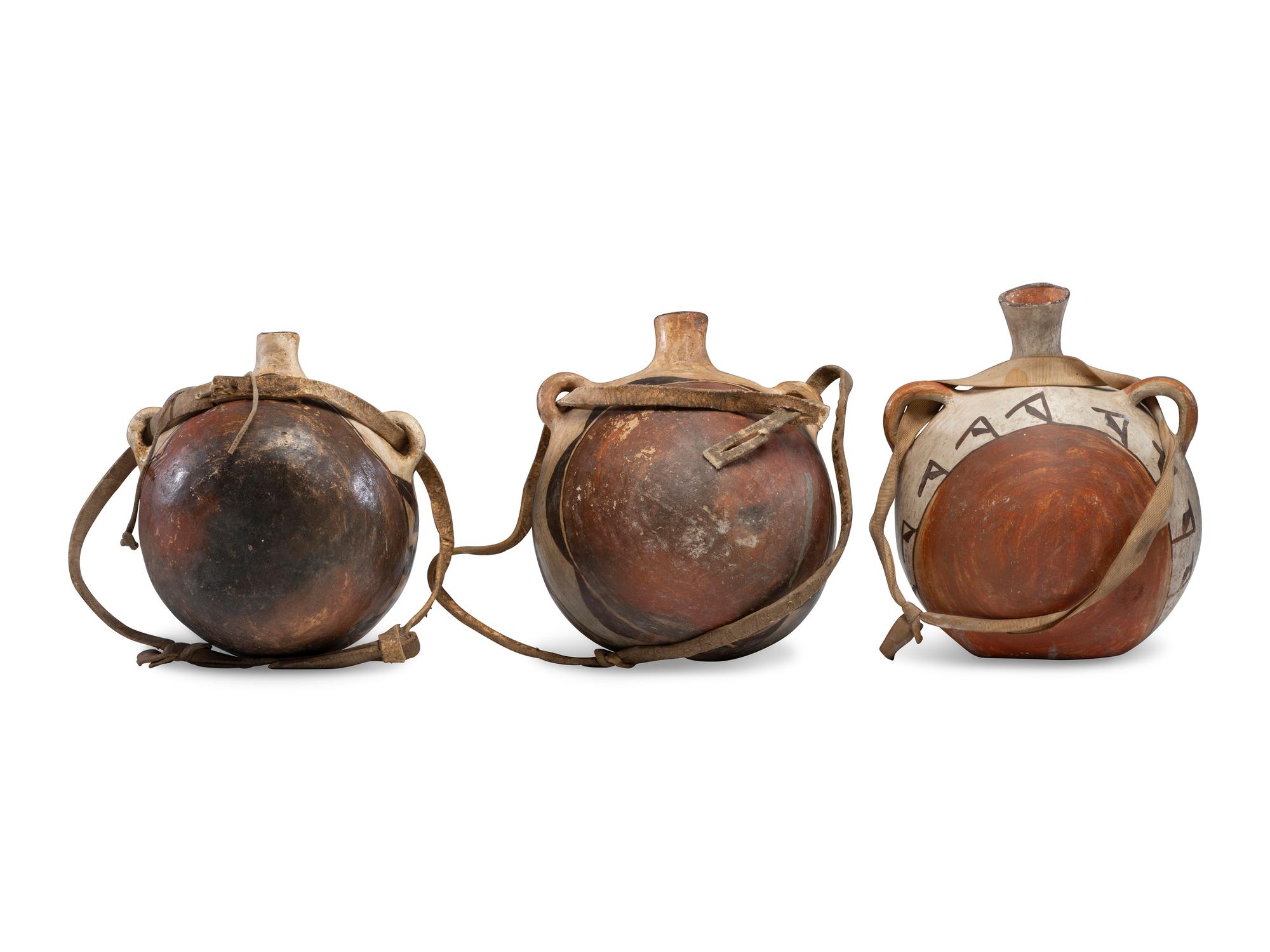 Acoma and Laguna Polychrome Pottery Canteens