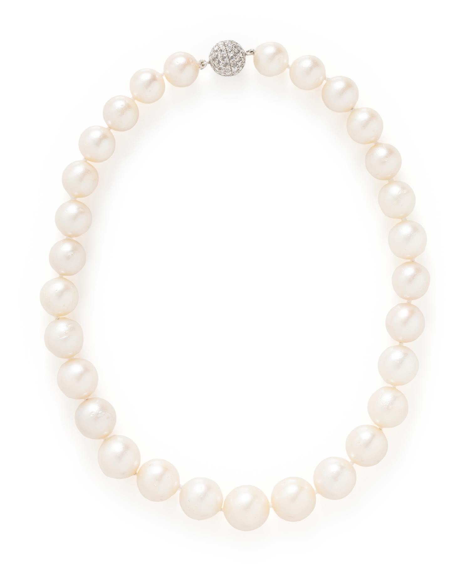 SOUTH SEA CULTURED PEARL AND DIAMOND NECKLACE
