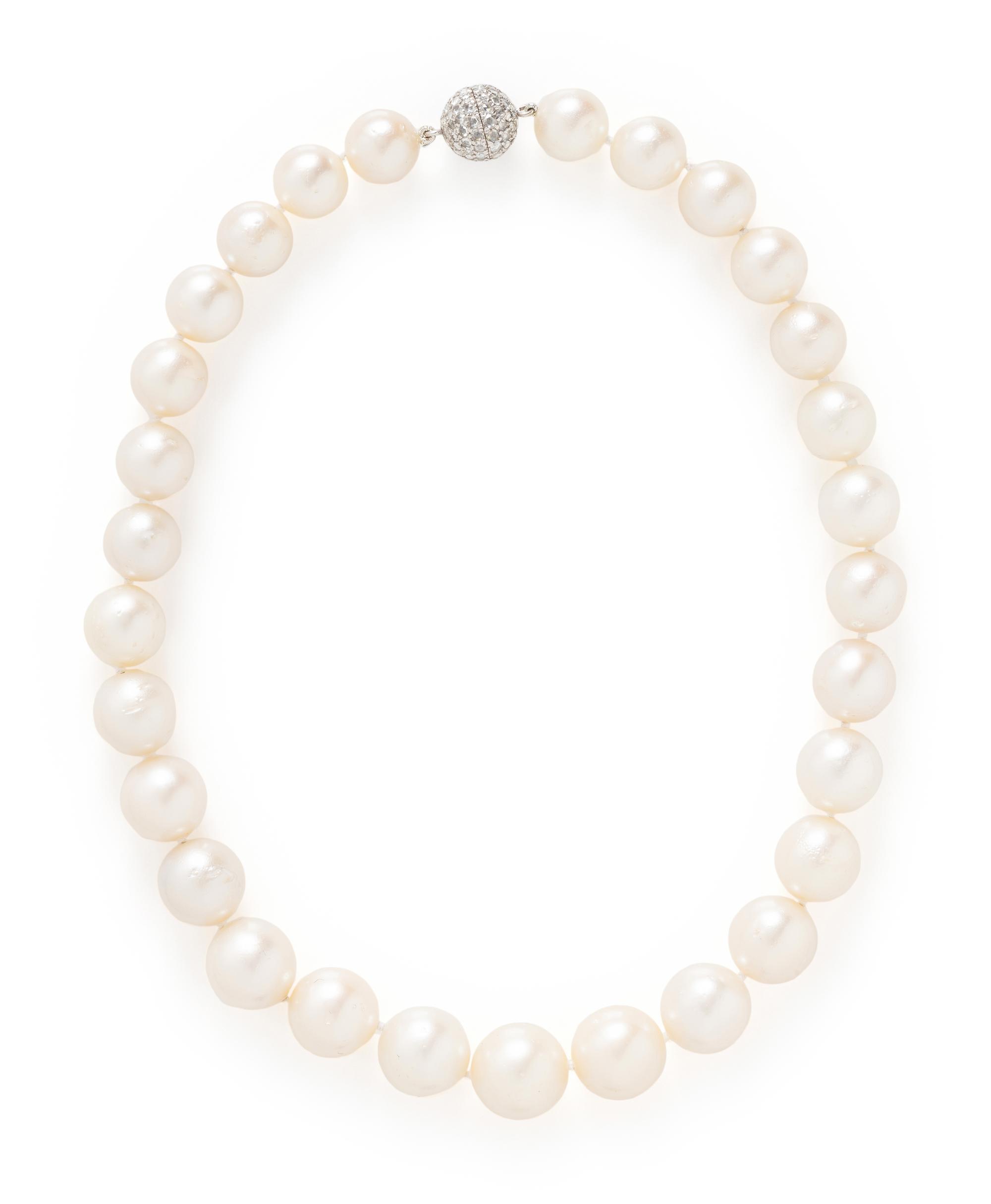 SOUTH SEA CULTURED PEARL AND DIAMOND NECKLACE