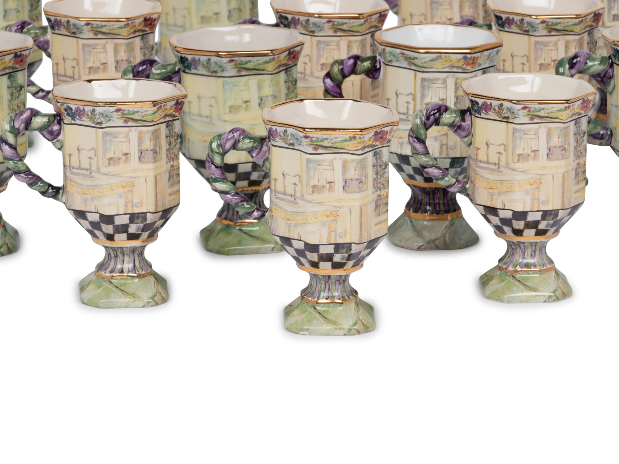 A Set of Twenty-One MacKenzie-Childs MacLachlan Ceramic Mugs