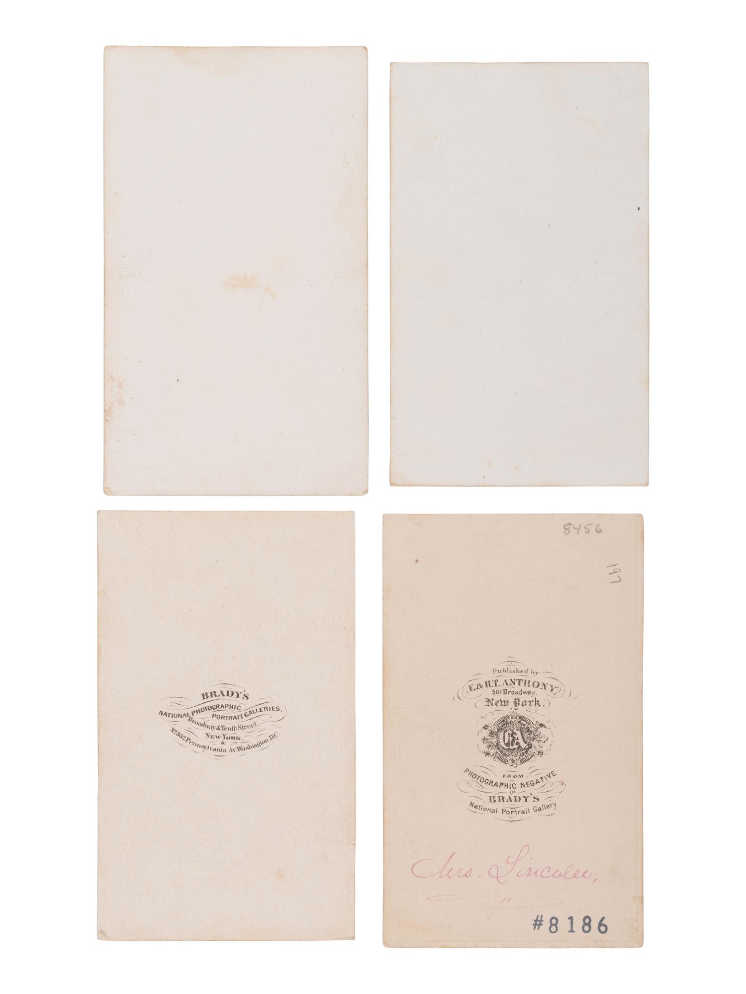 [LINCOLN, Mary Todd (1818-1882)]. A photographic study of Mary Todd Lincoln in 8 CDVs.