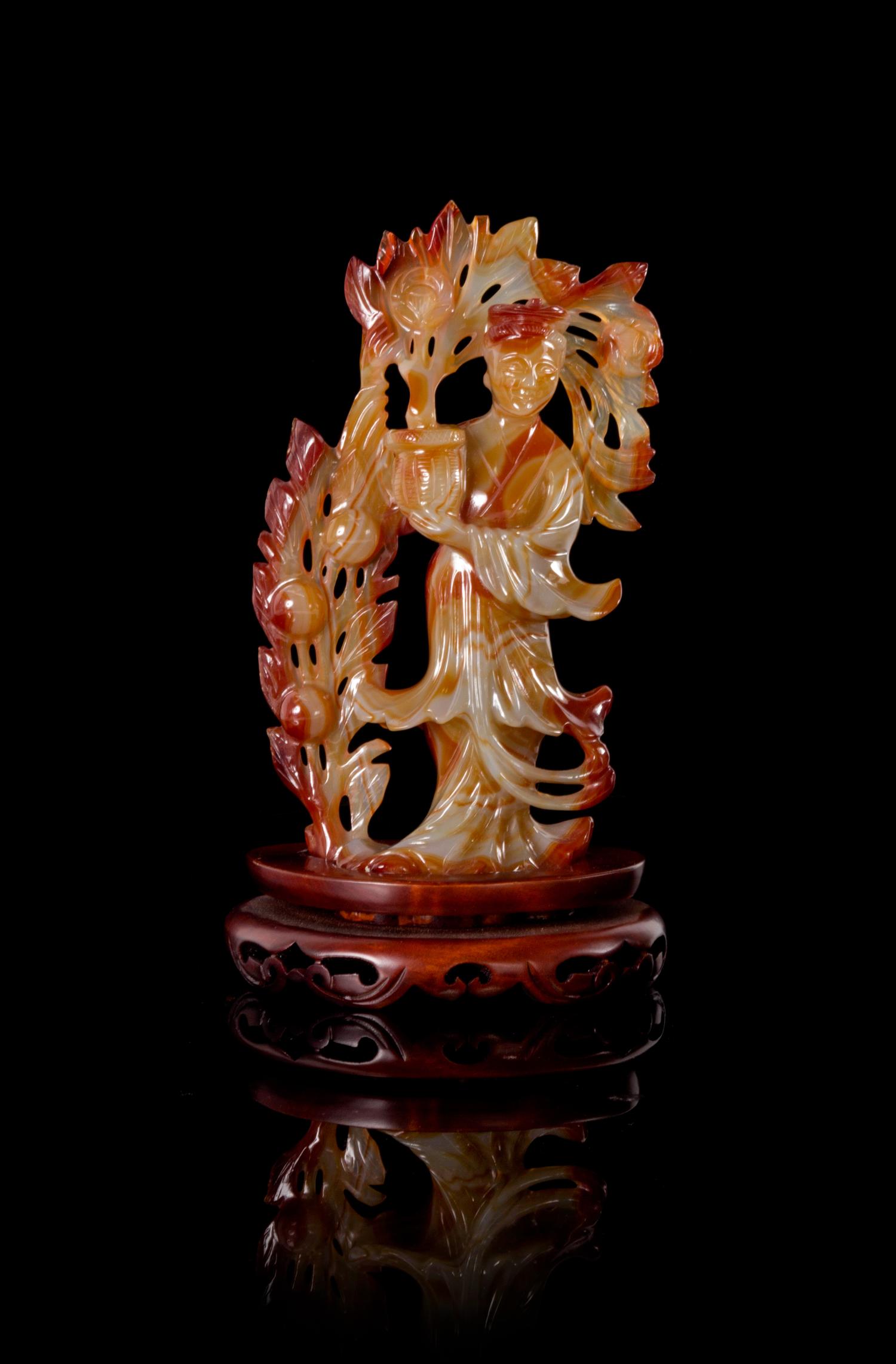 A Carved Agate Figure of a Meiren — 20TH CENTURY