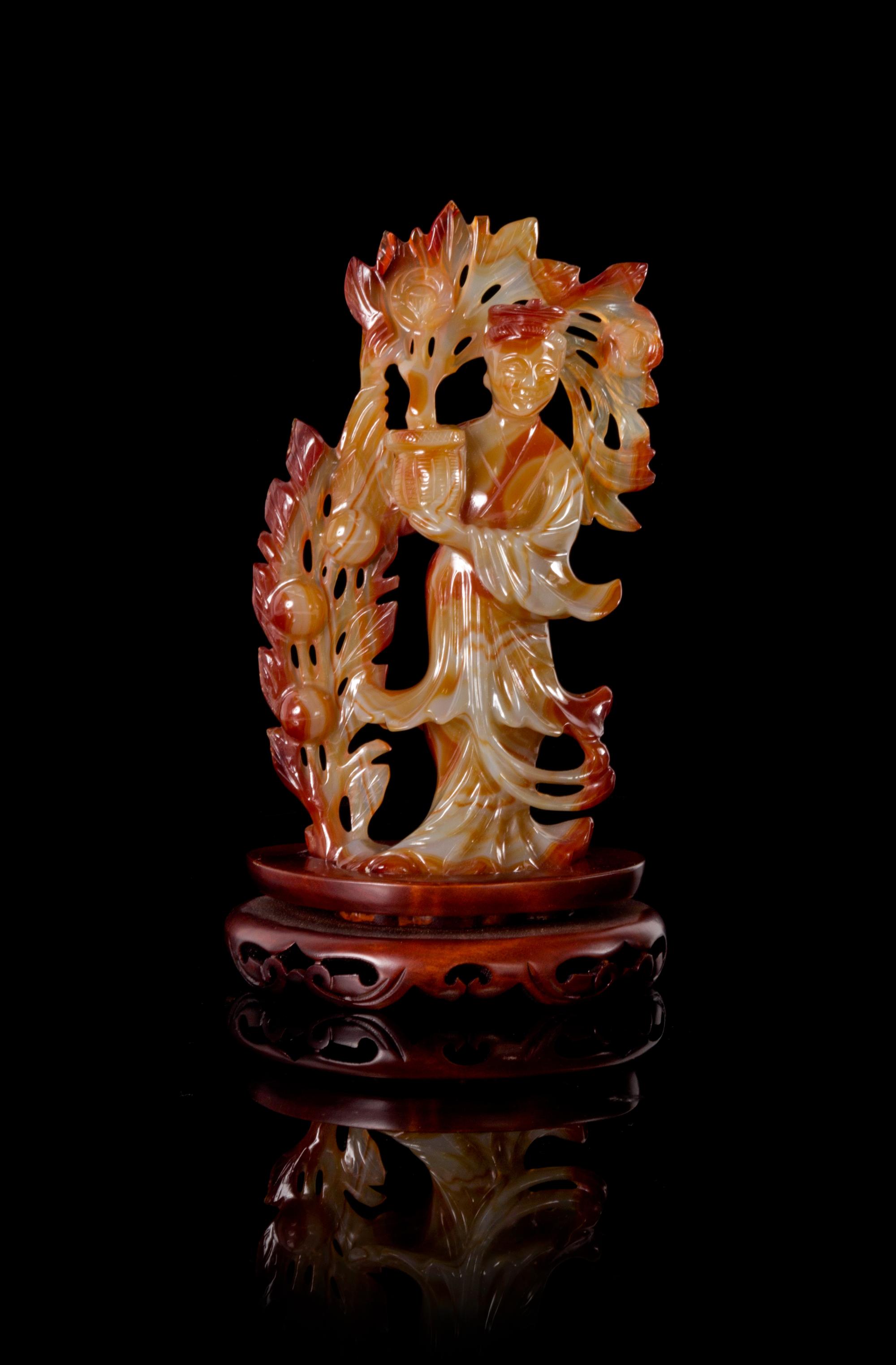 A Carved Agate Figure of a Meiren — 20TH CENTURY