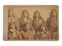 [NATIVE AMERICANS]. BUEHMAN & HARTWELL, photographers. Cabinet card of Pima tribal police. Tucson, Arizona Territory. Ca 1870s-80s.