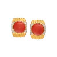CORAL AND DIAMOND EARRINGS