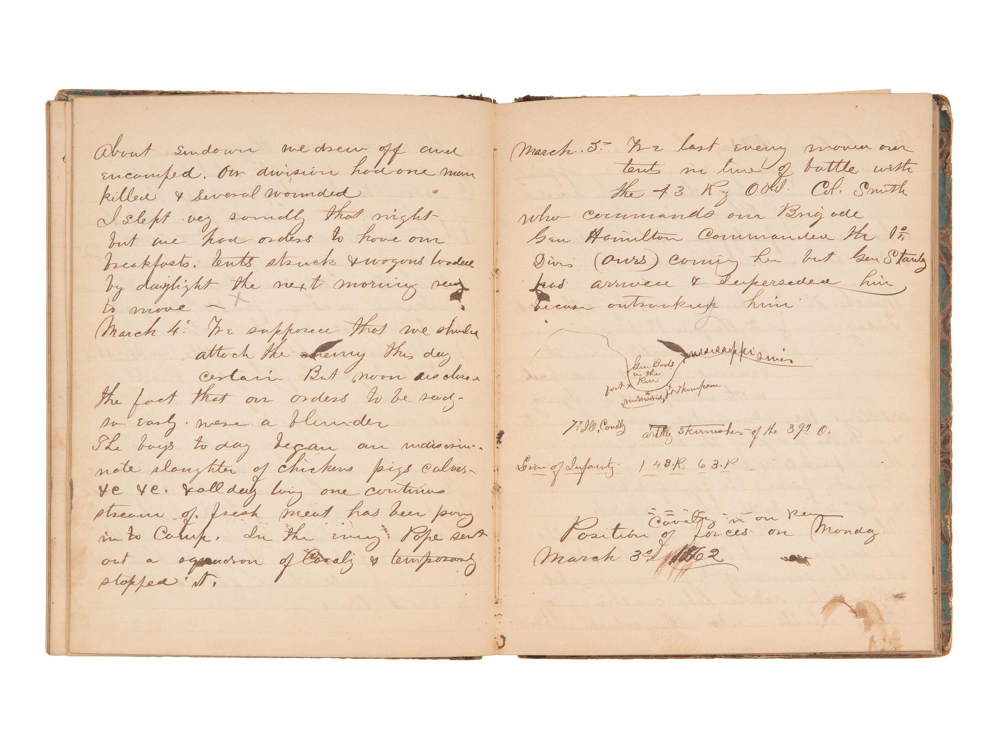 JACKSON, Col. Oscar L. (1840-1920). Five journals, incl. descriptions of Oscar L. Jackson's political activism during the 1860 campaign and his service with 63rd OVI, with campaign broadside noting Jackson as a speaker.