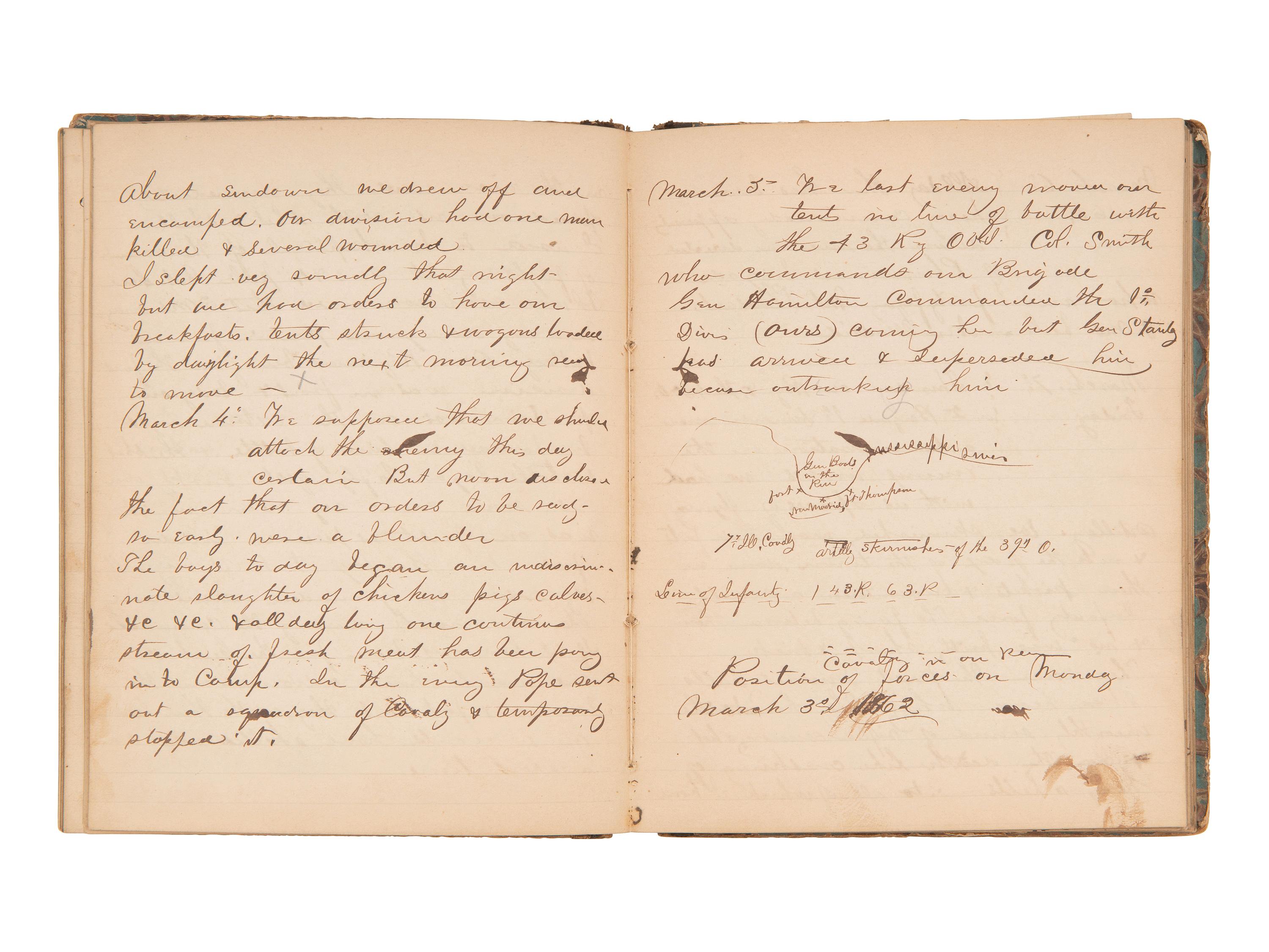 JACKSON, Col. Oscar L. (1840-1920). Five journals, incl. descriptions of Oscar L. Jackson's political activism during the 1860 campaign and his service with 63rd OVI, with campaign broadside noting Jackson as a speaker.