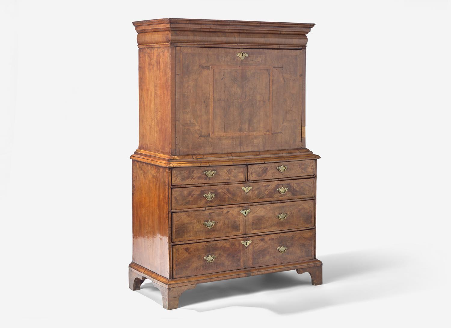 A George I Walnut Bureau Cabinet