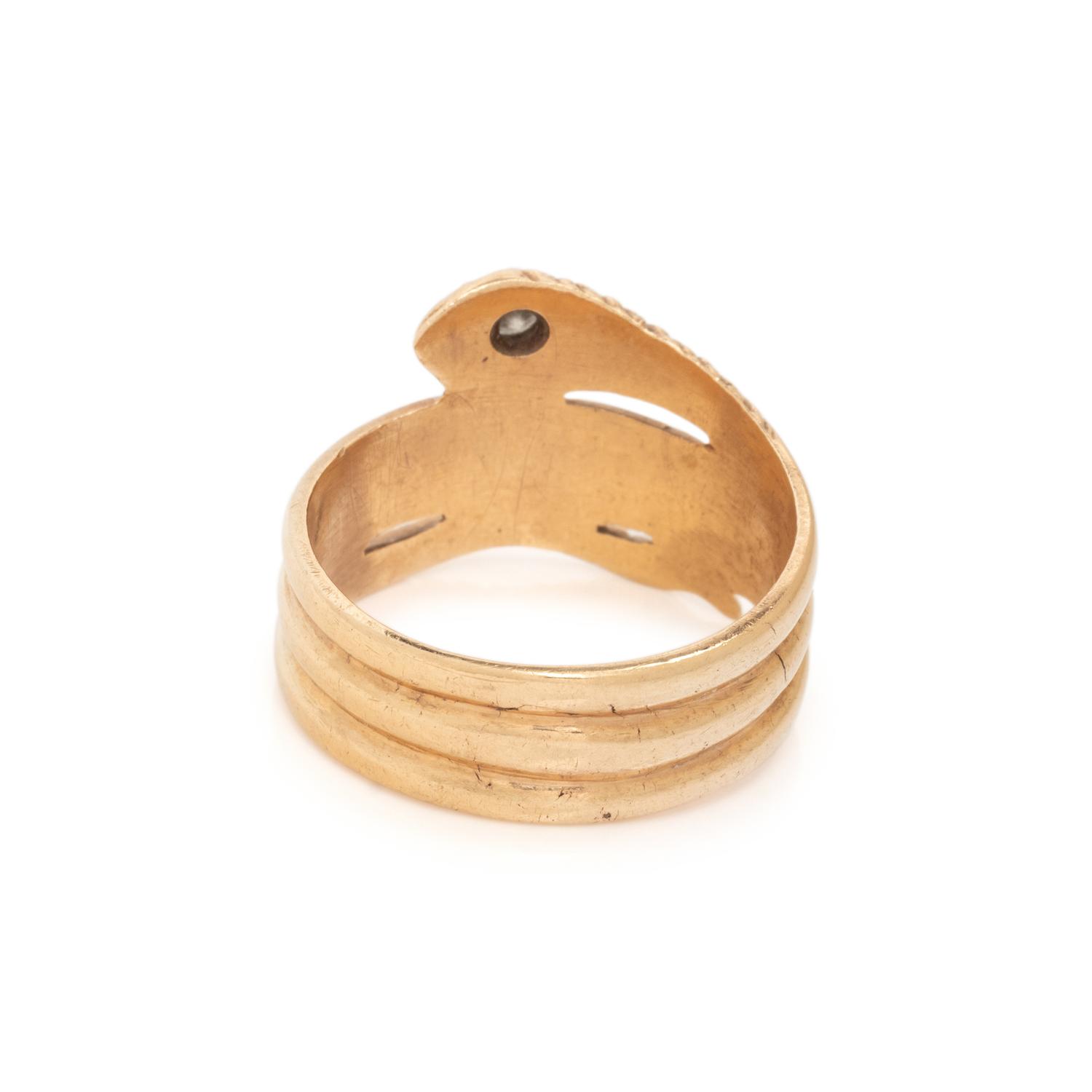 YELLOW GOLD AND DIAMOND SNAKE RING