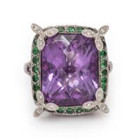 Multigem, Diamond, and White Gold Ring