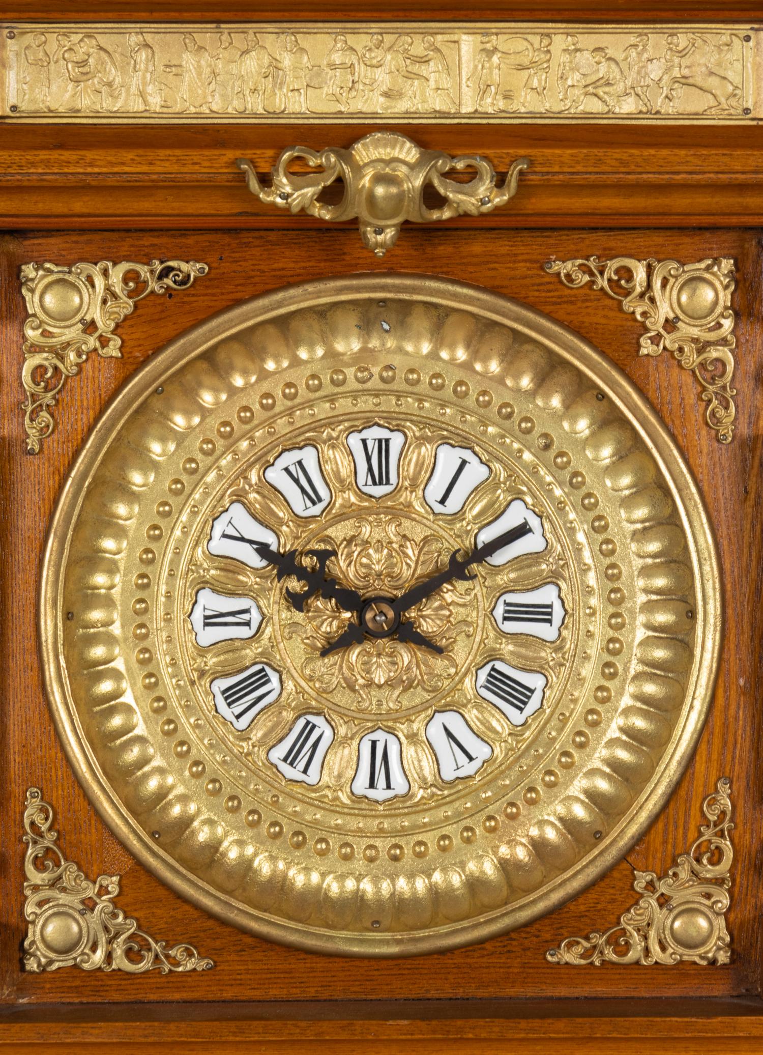 A Continental Gilt Metal Mounted Walnut Regulator Clock