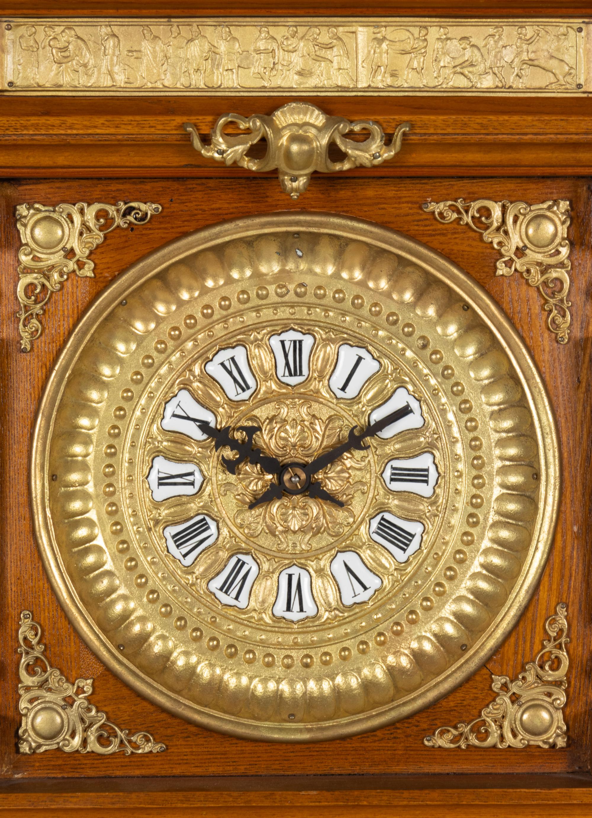 A Continental Gilt Metal Mounted Walnut Regulator Clock