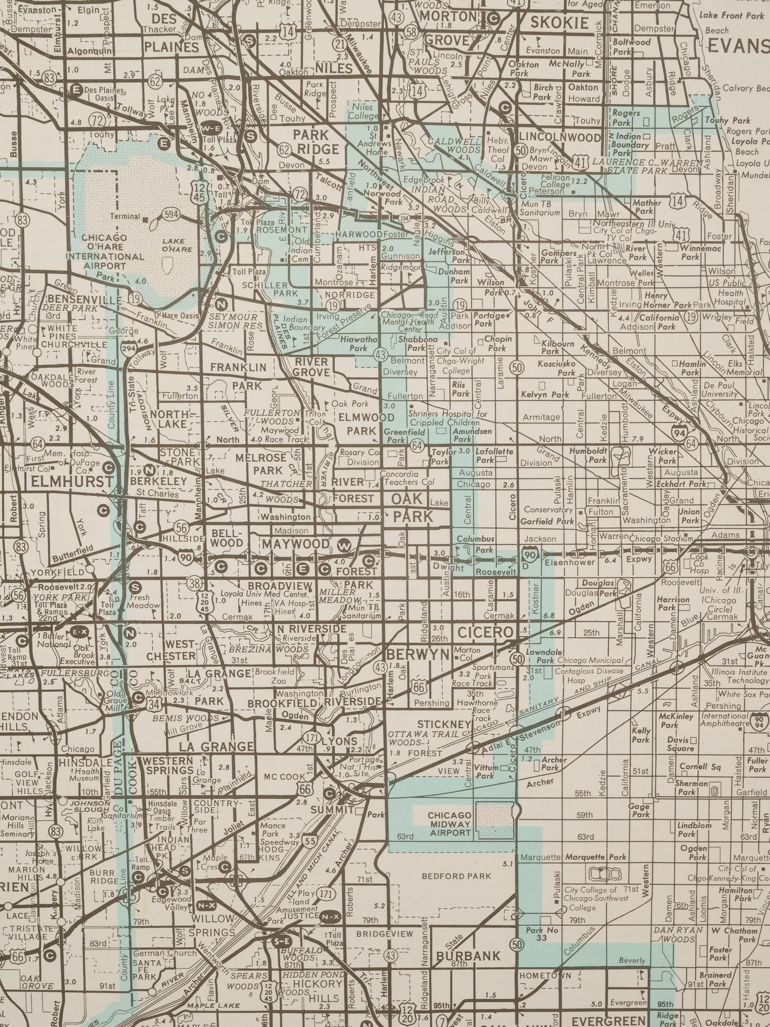 A group of five American state and city maps, comprising: