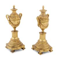 A Pair of English Gilt Brass Cassolettes in the Manner of Matthew Boulton