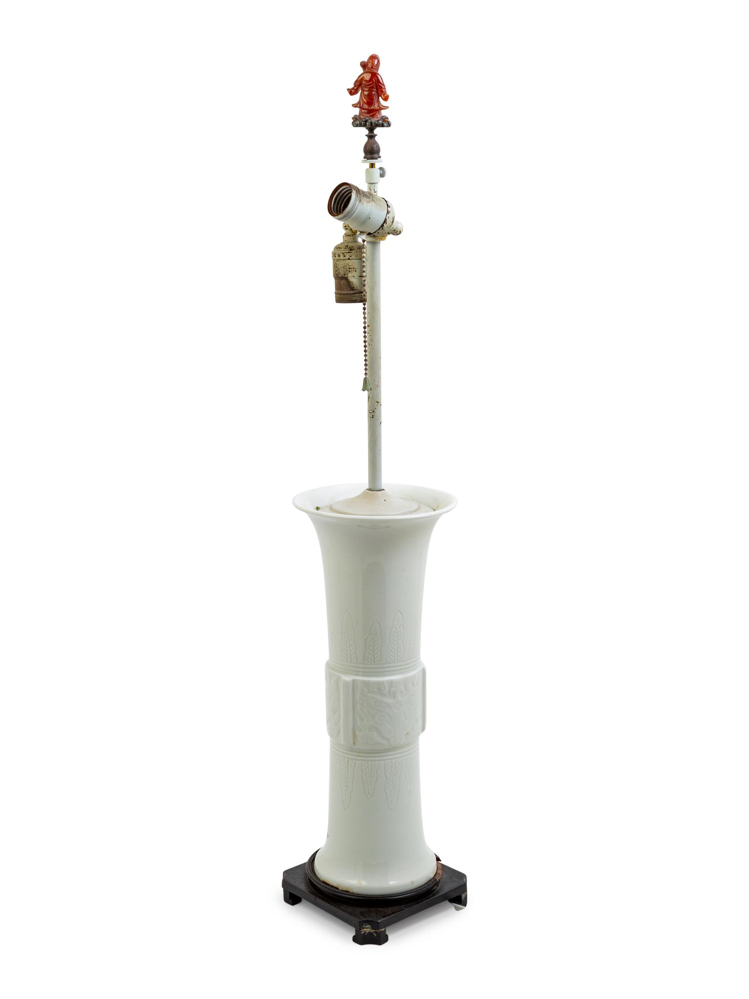 A Blanc de Chine Porcelain Vase Mounted as a Lamp