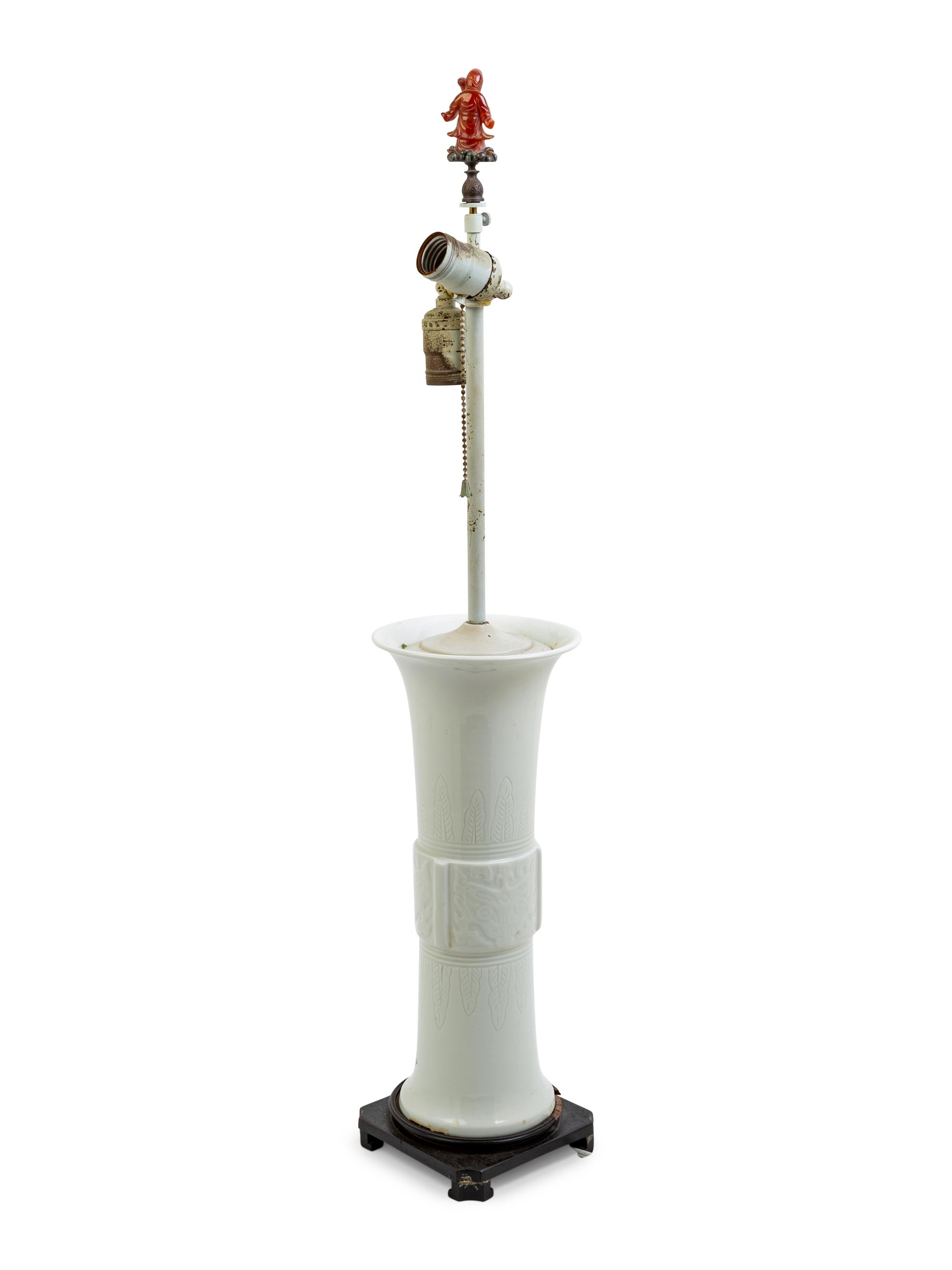 A Blanc de Chine Porcelain Vase Mounted as a Lamp