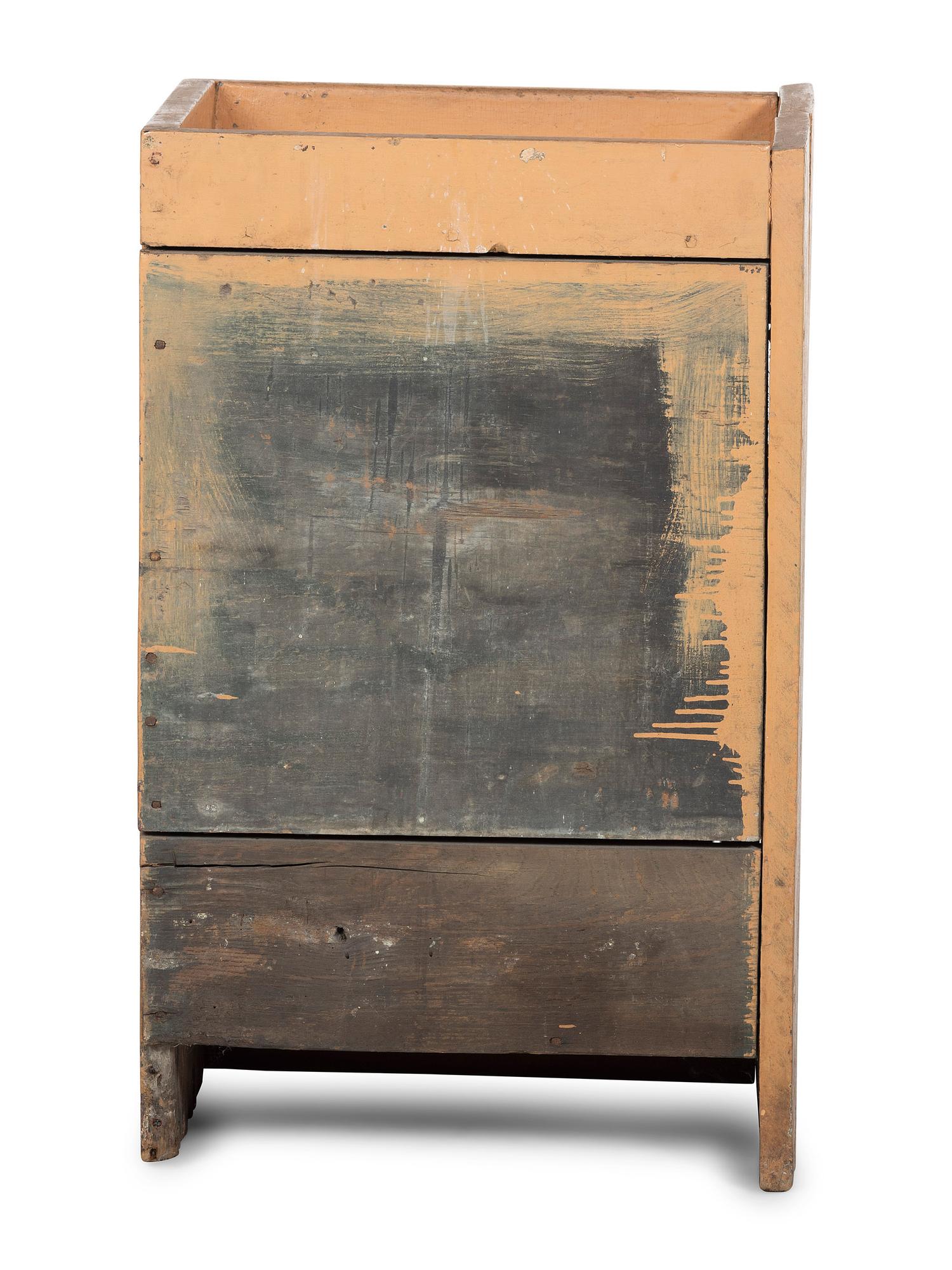 A Country Peach Painted Pine Diminutive Dry Sink