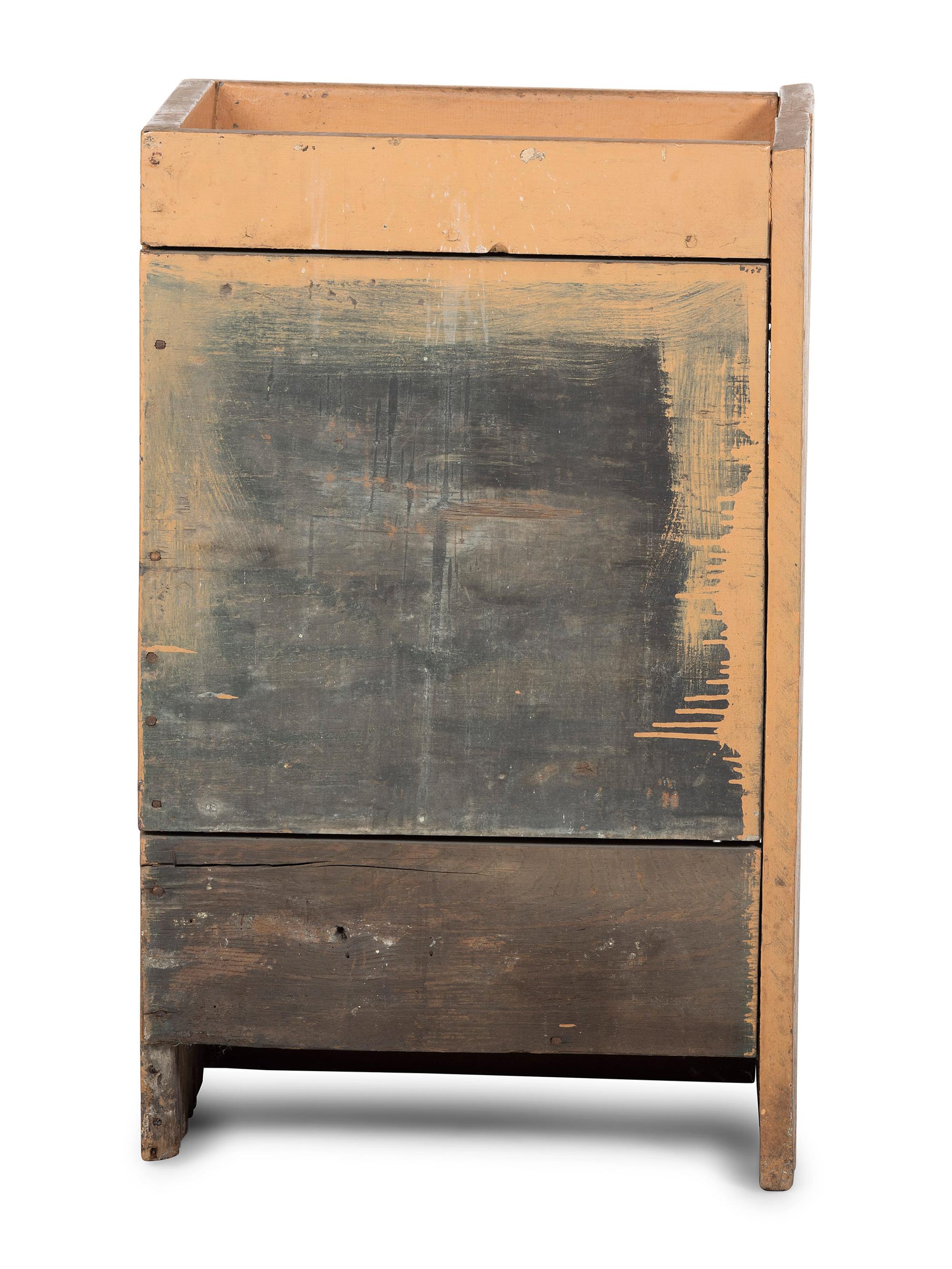 A Country Peach Painted Pine Diminutive Dry Sink