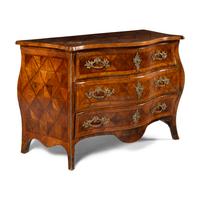 An Italian Gilt Bronze Mounted Walnut and Parquetry Commode