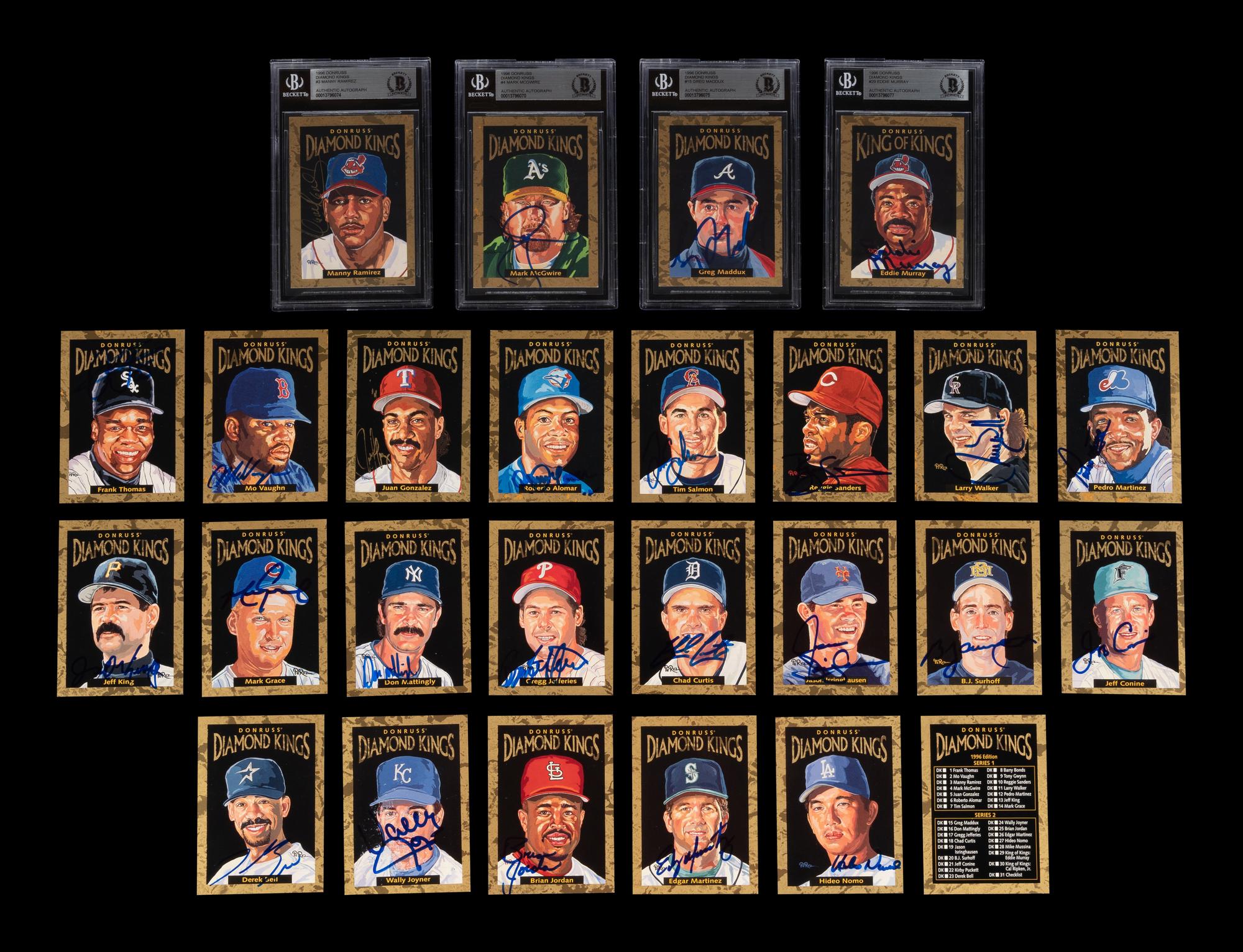 A Group of 25 1995 Donruss Diamond Kings Signed Autograph Baseball Cards,