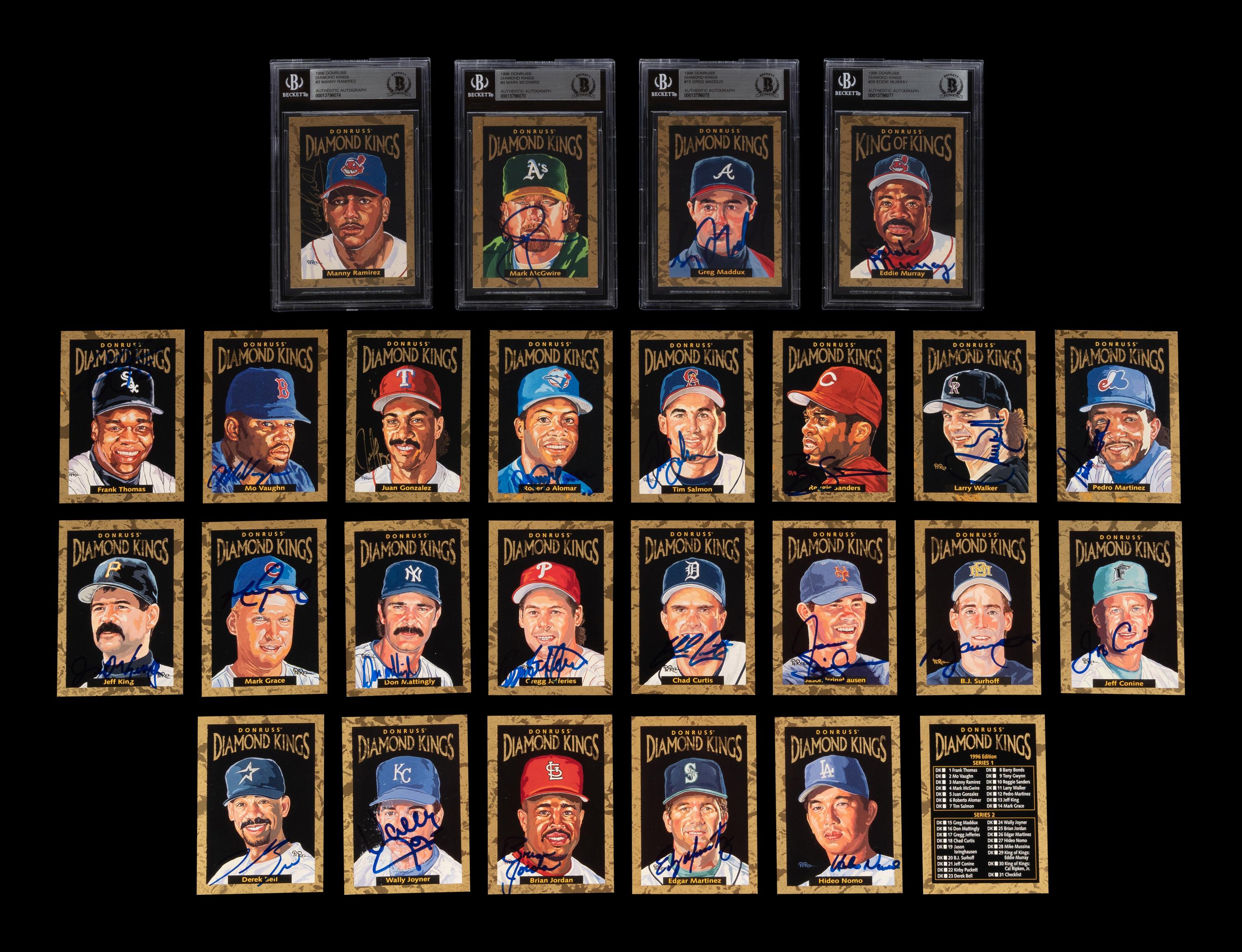 A Group of 25 1995 Donruss Diamond Kings Signed Autograph Baseball Cards,