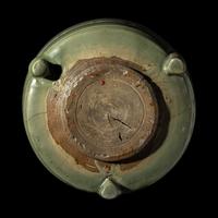 A Large Chinese Molded Longquan Celadon Glazed Porcelain Censer, Ming Dynasty 明 龍泉青釉八卦紋三足炉