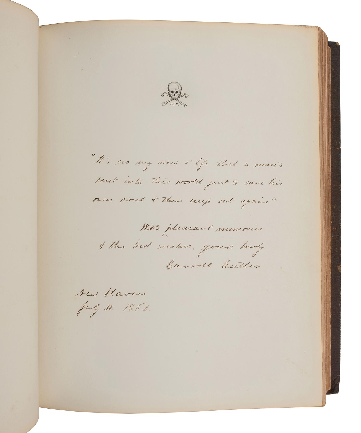 [EARLY PHOTOGRAPHY]. Trio of Yale albums, dated 1856, 1860, & 1868, ft. individual and group portraits, scenes around campus, and inscriptions from classmates incl. many soldiers.