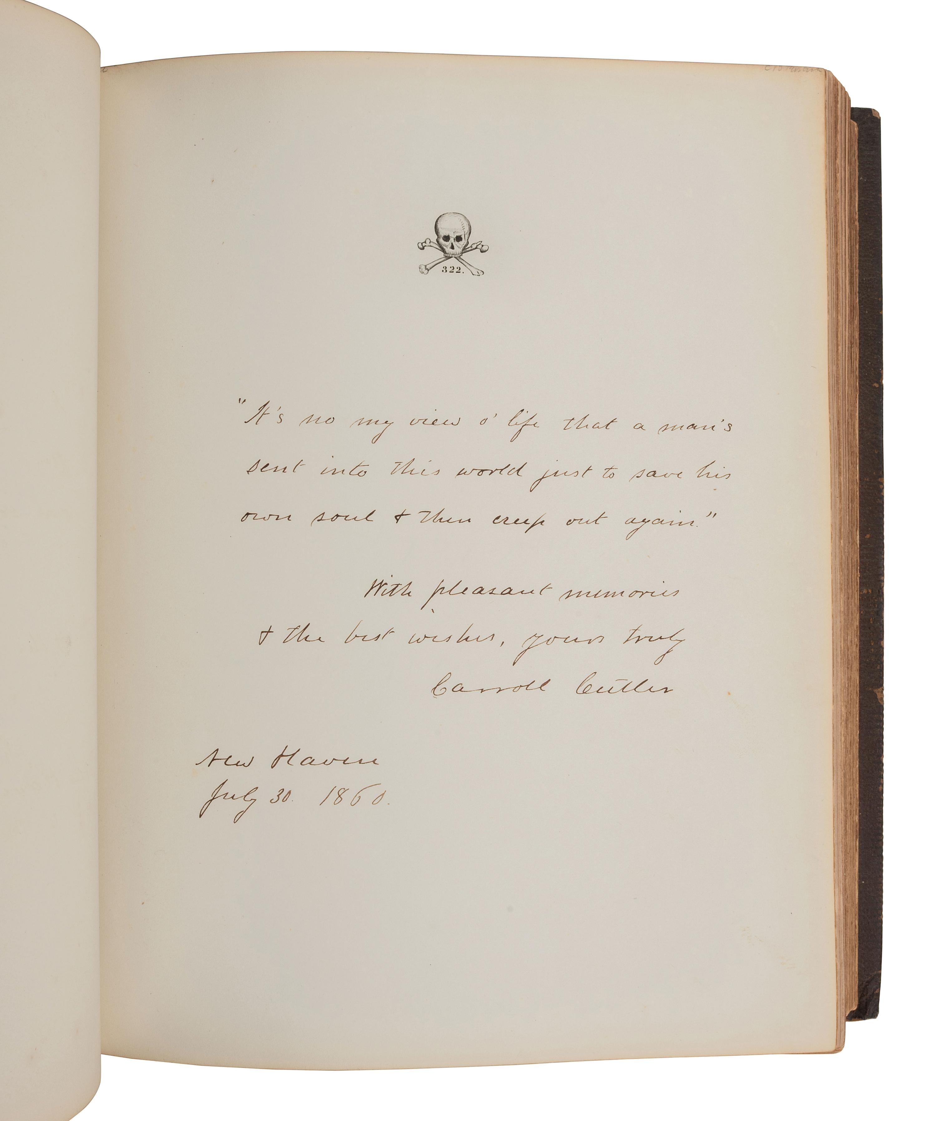 [EARLY PHOTOGRAPHY]. Trio of Yale albums, dated 1856, 1860, & 1868, ft. individual and group portraits, scenes around campus, and inscriptions from classmates incl. many soldiers.