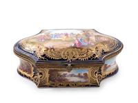 A Sèvres Style Painted and Parcel Gilt Porcelain Table Casket