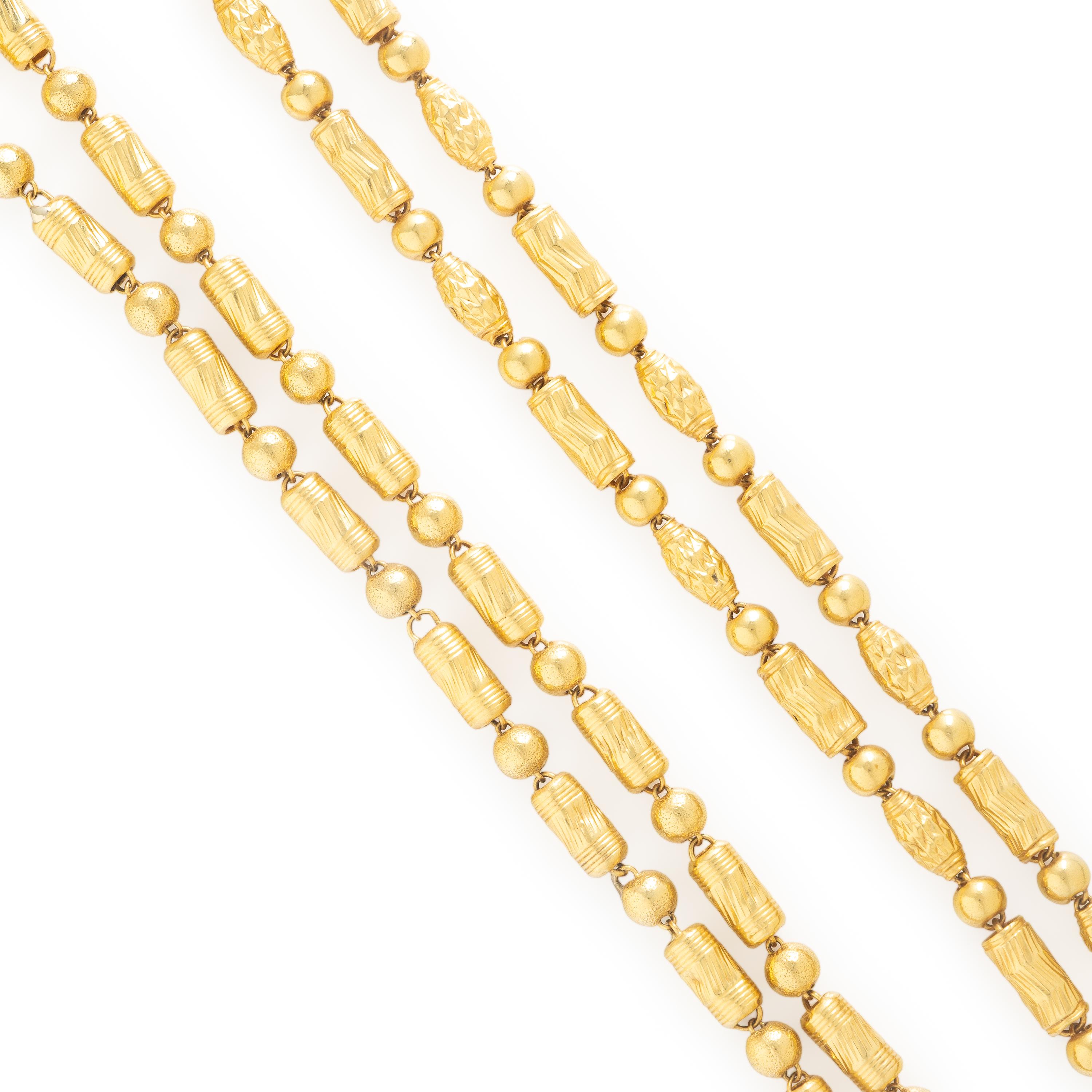 Two High Karat Yellow Gold Fancy Link Necklaces