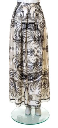 A Carolyne Roehm Black and White Silk Print Palazzo Pant, Size 10.